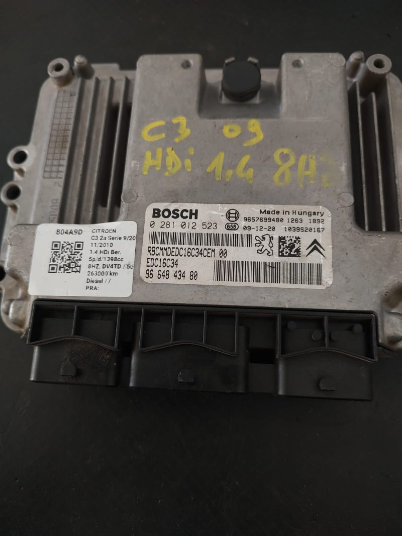 Calculator  motor , ECU, PEUG 207, CITROEN C3  1.4 HDI  COD 0281012523 9664843480 EDC16 C34    FACTURA SI GARANTIE - imagine 2