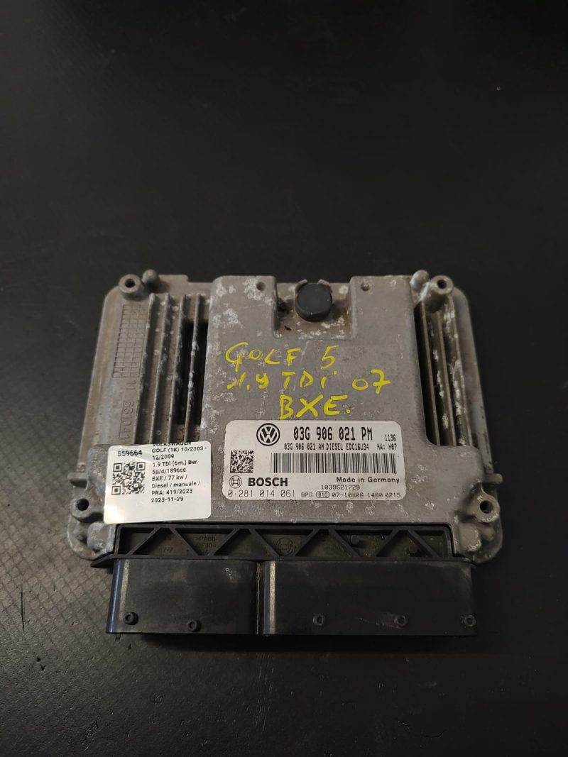 Calculator motor, ECU , VW Golf 5 , 1.9 TDI , 2008 COD  0281014061 03G906021PM   FACTURA SI GARANTIE