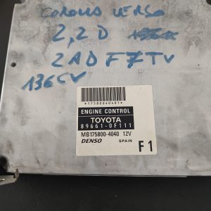 Calculator  motor , ECU , TOYOTA COROLLA 2,2 DIESEL COD 89661-0F111 MB175800-4040   FACTURA SI GARANTIE