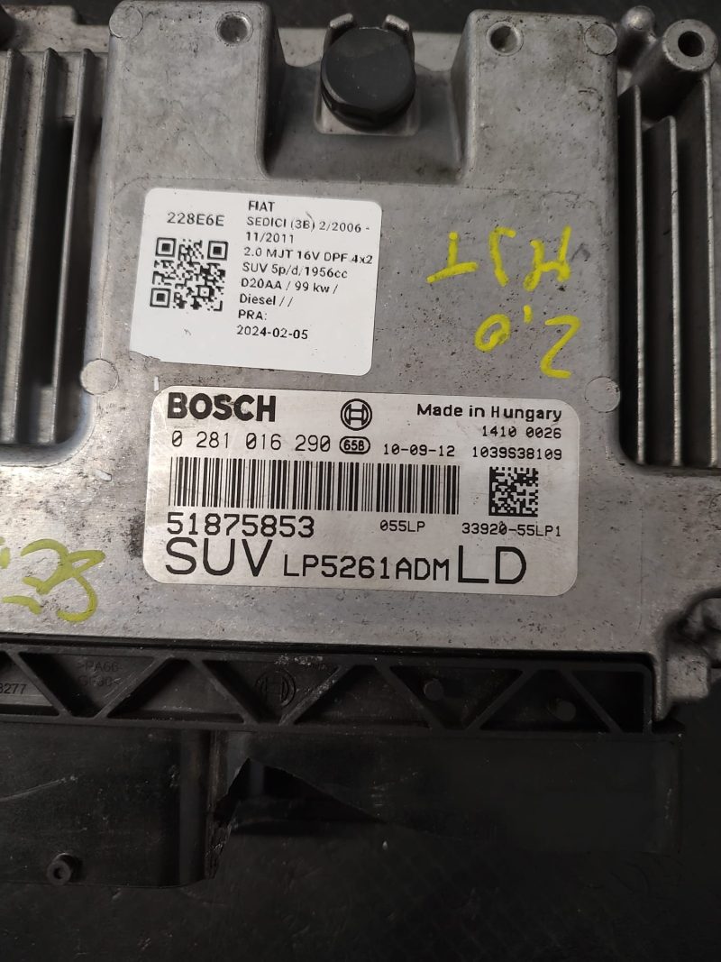 Calculator motor ECU ,  Suzuki SX4 ,  2.0DDIS COD 0281016290 51875853   FACTURA SI GARANTIE - imagine 2