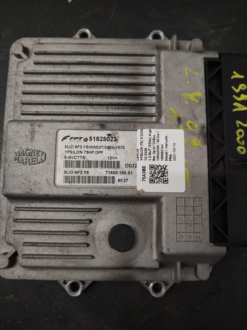 Calculator motor ECU , LANCIA  YPSILON , 2003 -2006, 1.3 MULTIJET COD 51825023 MJD6F3Y5    FACTURA SI GARANTIE - imagine 2